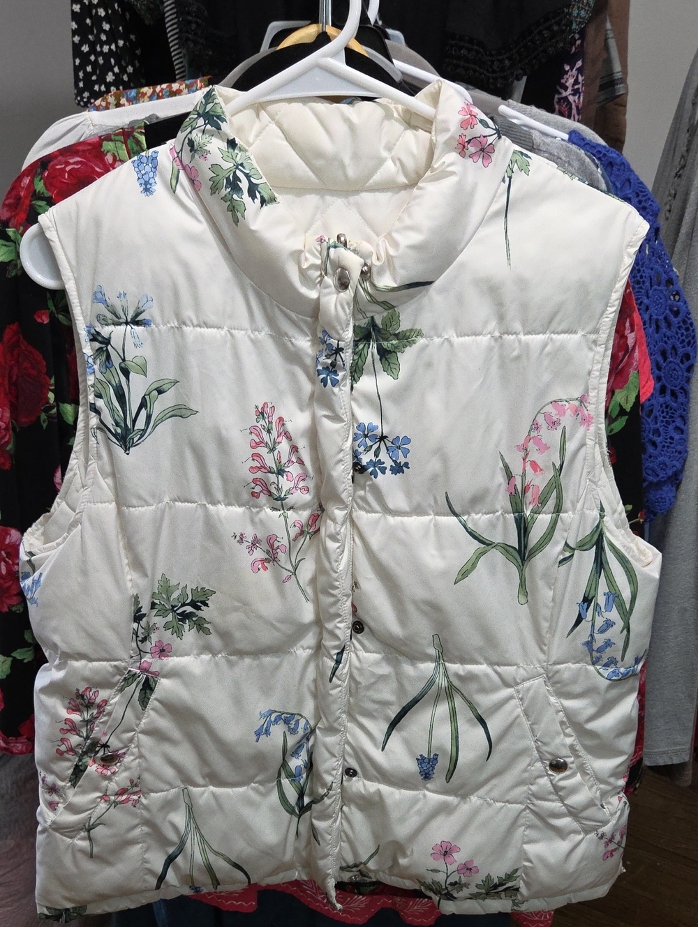 Joules Reversible Quilted Floral Puffer Vest Size 12